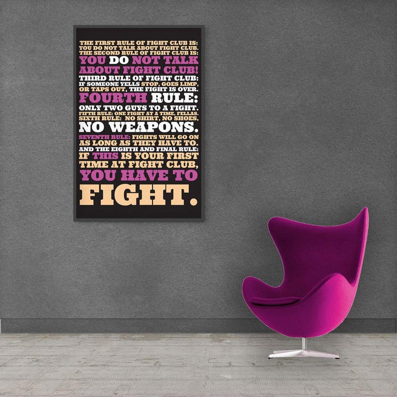 Inephos Fight Club - The First Rule Movie Quote Poster Print (Size: 8 inch X 12 inch, Framed, Laminated Print) - Image 4