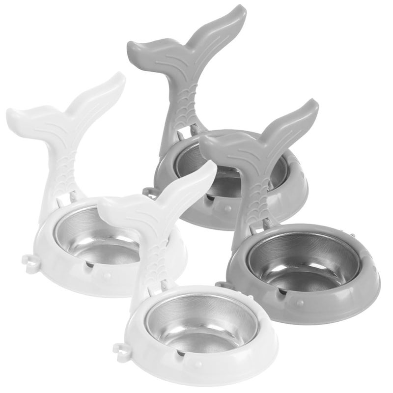 Foldable Stainless Steel Wall Mount Ashtray Holder Smokeless Windproof Ash Tray White Gray 4Pcs - Image 2