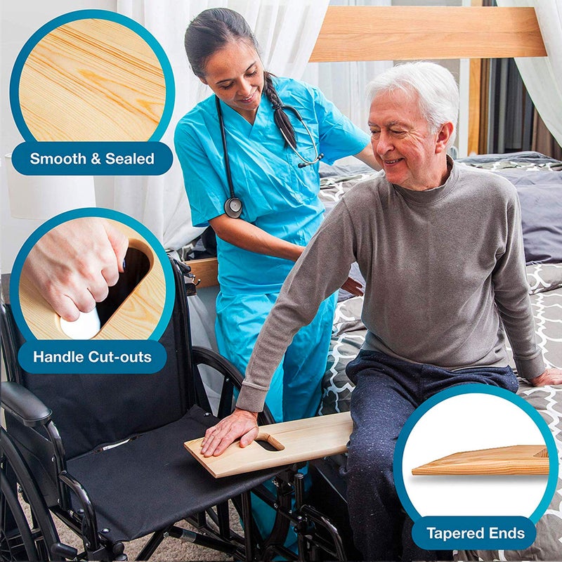 DMI Transfer Board and Slide Board made of Heavy-Duty Wood for Patient, Senior and Handicap Move Assist and Slide Transfers, Holds up to 440 Pounds, FSA HSA Eligible, 1 Cut out Handle, 24 x 8 x .75 - Image 3