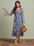 جلو باص blue and orange floral