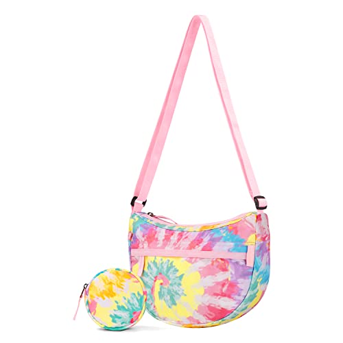 Choco Mocha Girls Purse, Kids Purse for Girls 4-6 6-8 8-10 10-12 Girl Pocketbooks Crossbody Purses with Matching Coin Wallet, Tie Dye Rainbow - Image 1