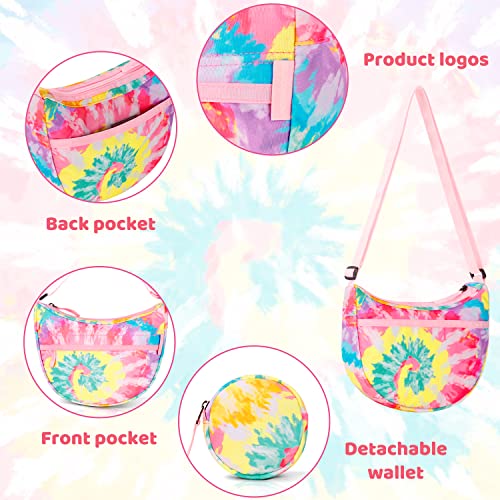 Choco Mocha Girls Purse, Kids Purse for Girls 4-6 6-8 8-10 10-12 Girl Pocketbooks Crossbody Purses with Matching Coin Wallet, Tie Dye Rainbow - Image 3