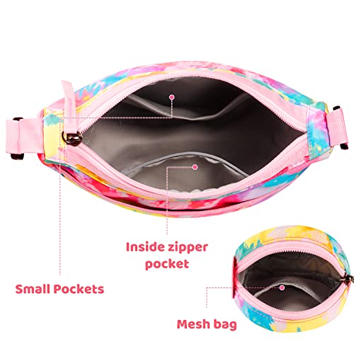 Choco Mocha Girls Purse, Kids Purse for Girls 4-6 6-8 8-10 10-12 Girl Pocketbooks Crossbody Purses with Matching Coin Wallet, Tie Dye Rainbow - Image 5