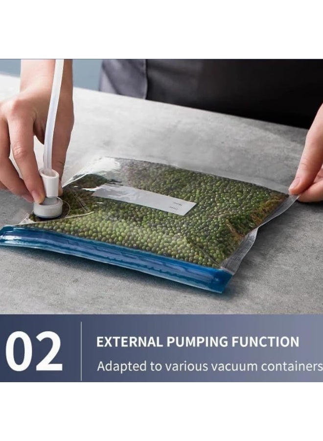 والالا جهاز غلق الطعام بالتفريغ، 50 كيس تخزين بالتفريغ، 5 أجهزة غلق طعام ذكية للمطبخ، قاطع لحفظ الطعام، مؤقت تنازلي رقمي، وضع التجفيف والرطوبة، الحفاظ على النضارة - Image 3