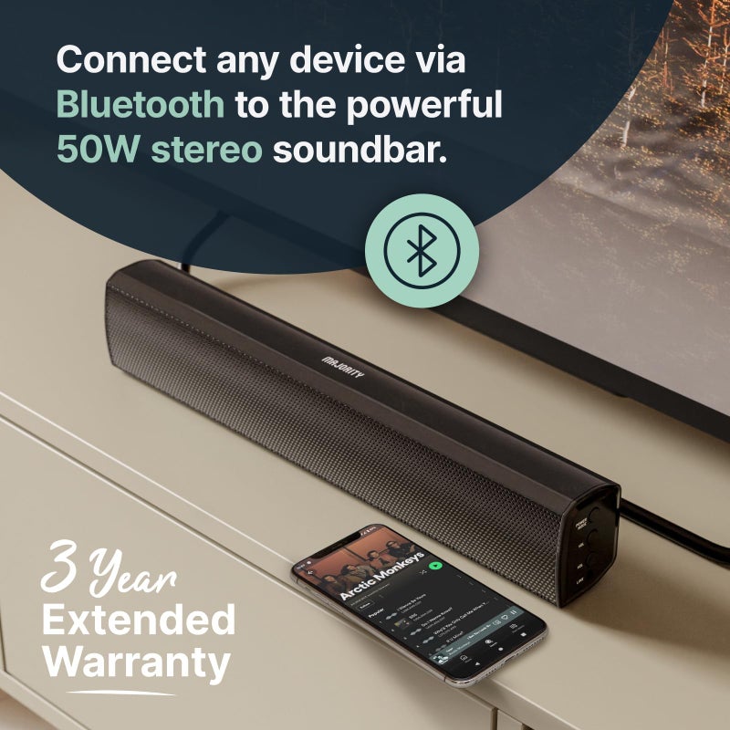 Majority Bowfell Bluetooth Soundbar for TV and Computer | 50-WATT with powerful stereo sound | Multi-Connection - Image 2