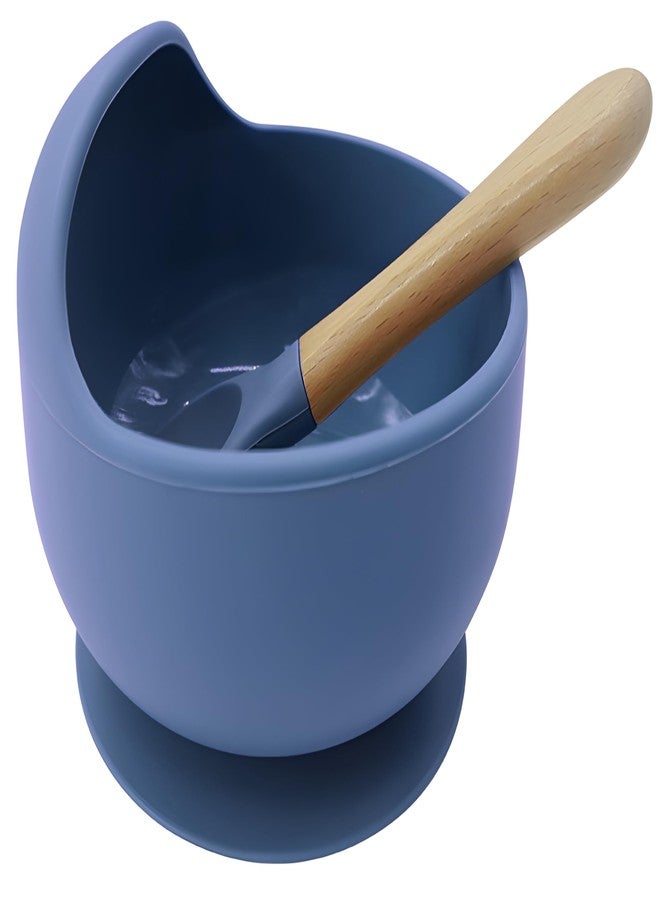 yomith Baby Bowls with Spoon, Suction Stay Put Silicone Food Bowl for Babies Kids Toddlers Infants, Food Grade BPA-Free Safe Soft Silicone (Dark Blue) - Image 1