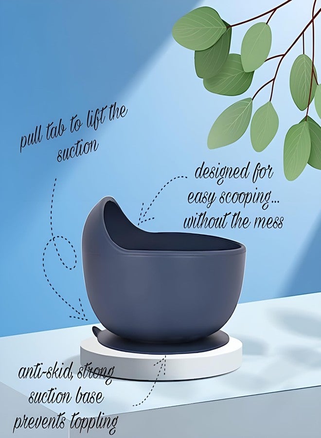 yomith Baby Bowls with Spoon, Suction Stay Put Silicone Food Bowl for Babies Kids Toddlers Infants, Food Grade BPA-Free Safe Soft Silicone (Dark Blue) - Image 3