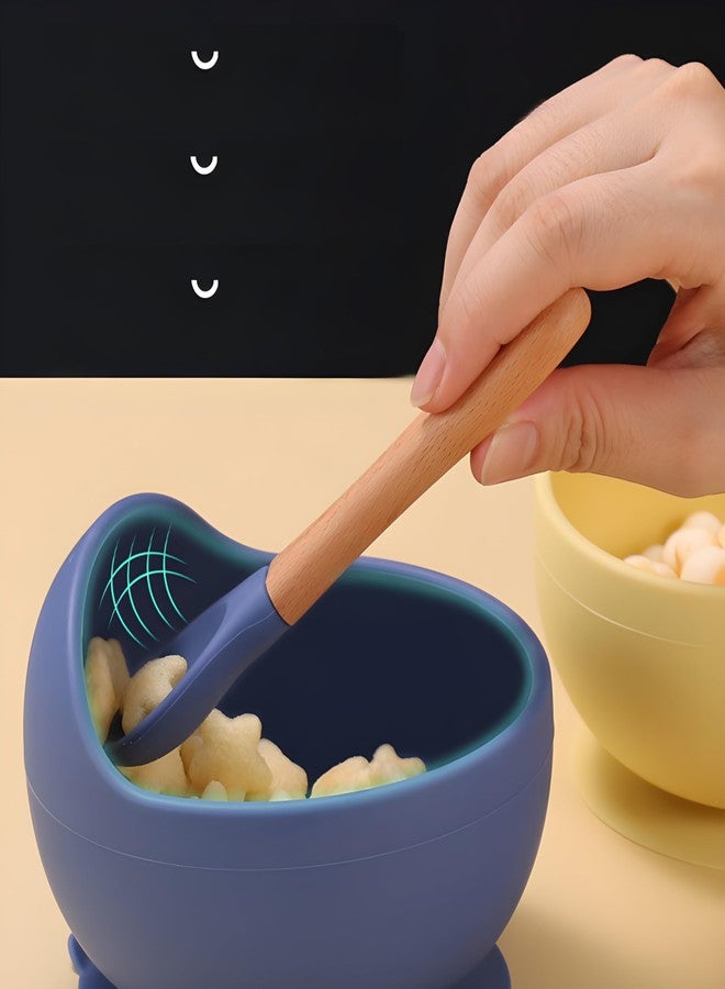 yomith Baby Bowls with Spoon, Suction Stay Put Silicone Food Bowl for Babies Kids Toddlers Infants, Food Grade BPA-Free Safe Soft Silicone (Dark Blue) - Image 5