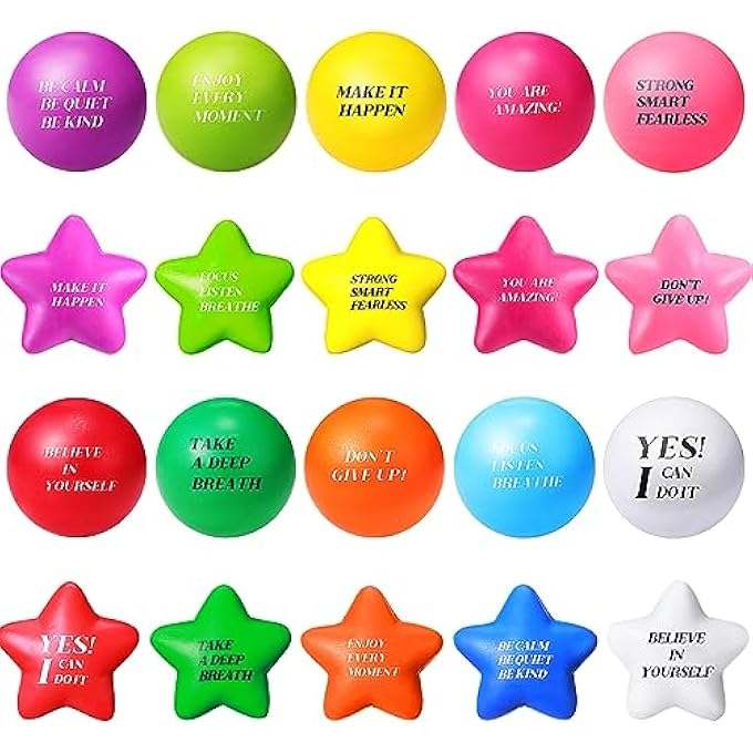 Jerify 200 Pcs Motivational Stress Balls Quotes Stress Relief Balls Star Shape Anger Management Ball Foam Balls Colorful Hand Exercise Balls for Anxiety Tension, Fidge Stress Relief Party Supplies Gifts - Image 1