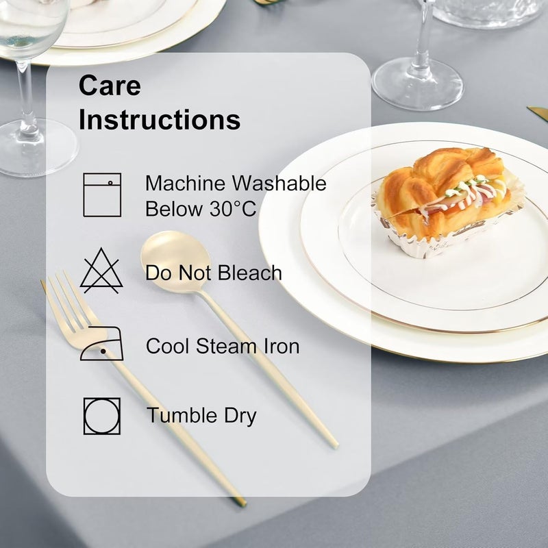 DWCN Silver Grey Round Tablecloth, Stain Protection, Washable Table Linen, Waterproof Tablecloth for Dining Room, Garden, Party, Weddings or Household - Image 4
