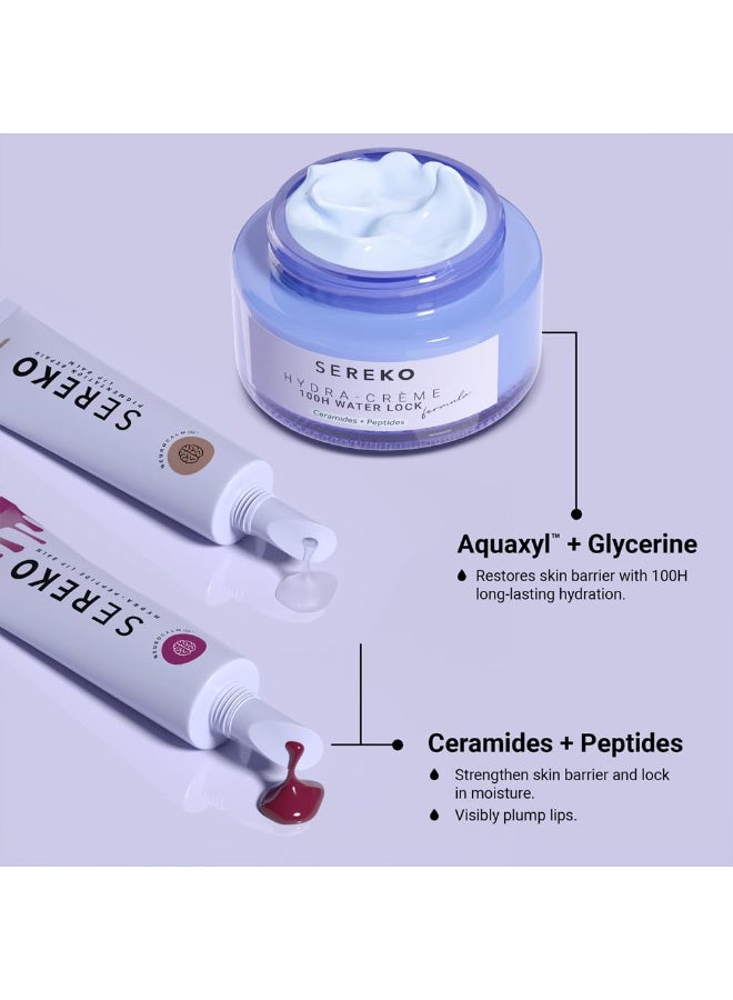 Sereko Ceramide Peptide Plumping Trio, Hydra IOOH Moisturiser 50ML + Hydra Peptide Lip Balm Salted Caramel - Non Tinted 8g + Hydra Peptide LipBalm Raspberry Sorbet- Tinted 8g - Image 2
