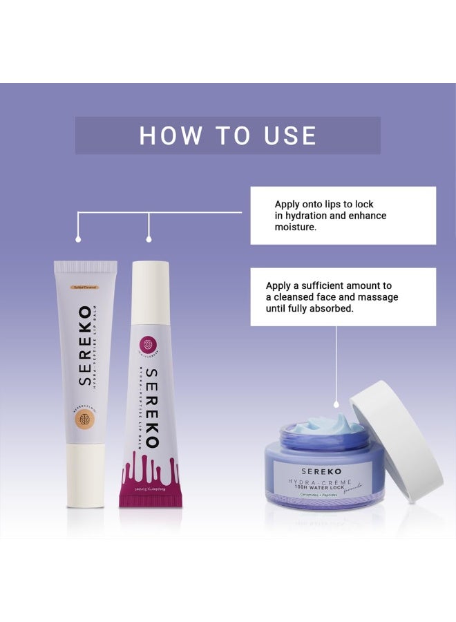 Sereko Ceramide Peptide Plumping Trio, Hydra IOOH Moisturiser 50ML + Hydra Peptide Lip Balm Salted Caramel - Non Tinted 8g + Hydra Peptide LipBalm Raspberry Sorbet- Tinted 8g - Image 4