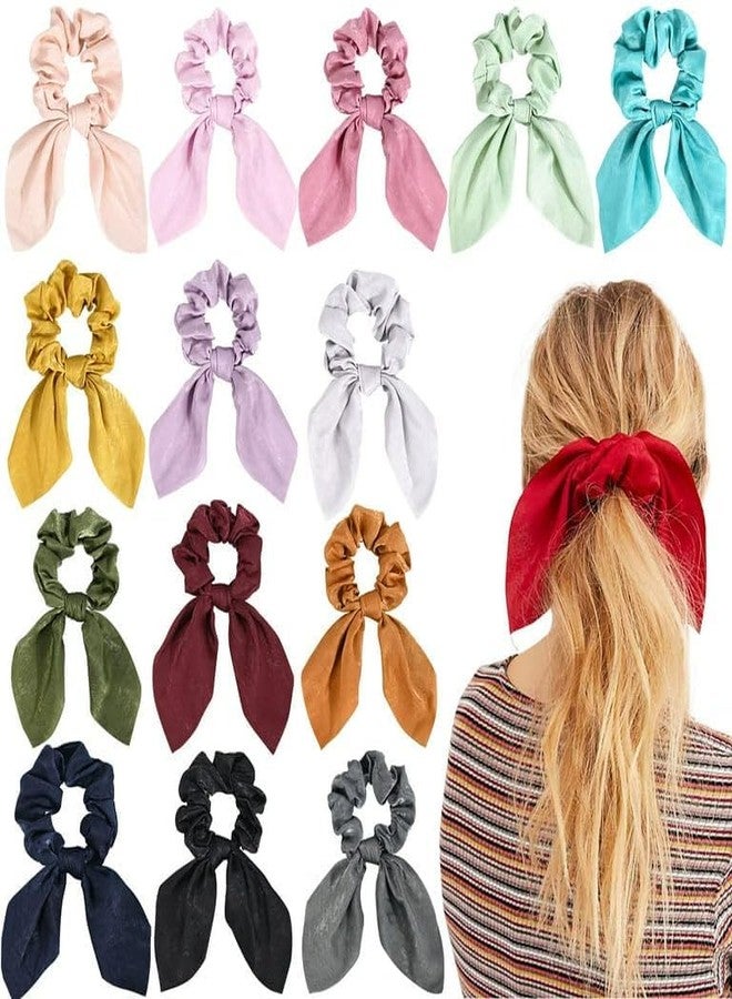 Minta Bow Tie Hair Scrunchies Bunny Ear Silk Scrunchies Elastic Hair Ties Ponytail Holder - Stylish Hair Accessories for Women and Girls Rabbit Ear Hair Ropes (Pack of 4) - Image 2