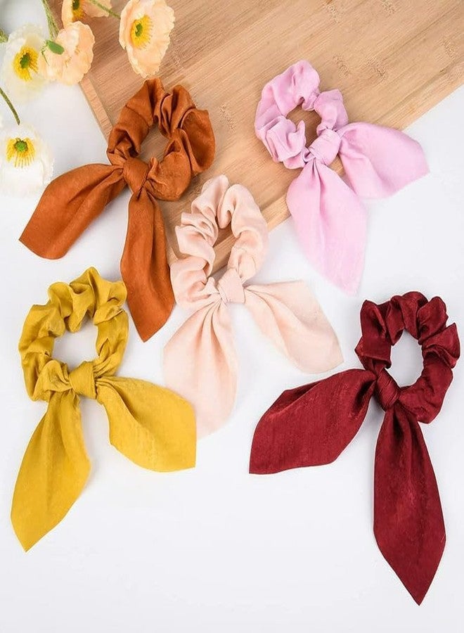Minta Bow Tie Hair Scrunchies Bunny Ear Silk Scrunchies Elastic Hair Ties Ponytail Holder - Stylish Hair Accessories for Women and Girls Rabbit Ear Hair Ropes (Pack of 4) - Image 3