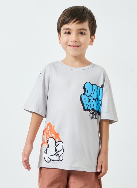 Boys Graffiti Placement Print Oversized T-Shirt