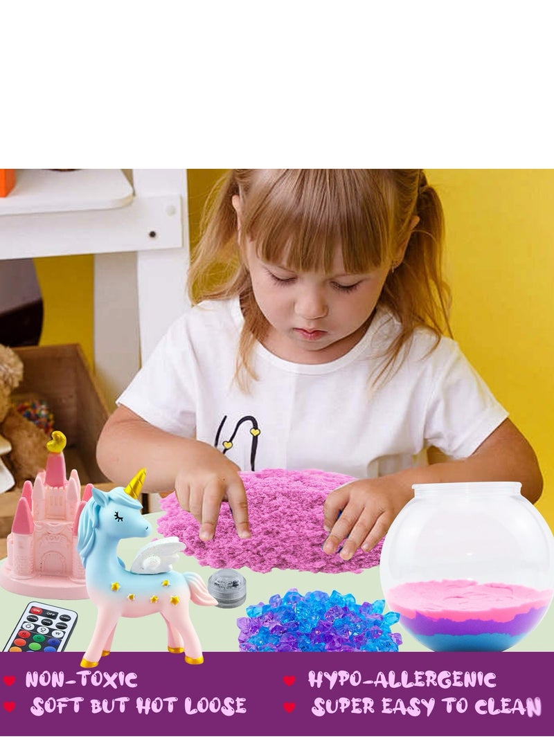 مجموعة أدوات فنية يدوية على شكل يونيكورن تيراريوم للأطفال هدايا للبنات، ألعاب حديقة يونيكورن إبداعية مضيئة ليلية للبنات من سن 4 إلى 16 عامًا، هدية مثالية للأطفال - Image 2