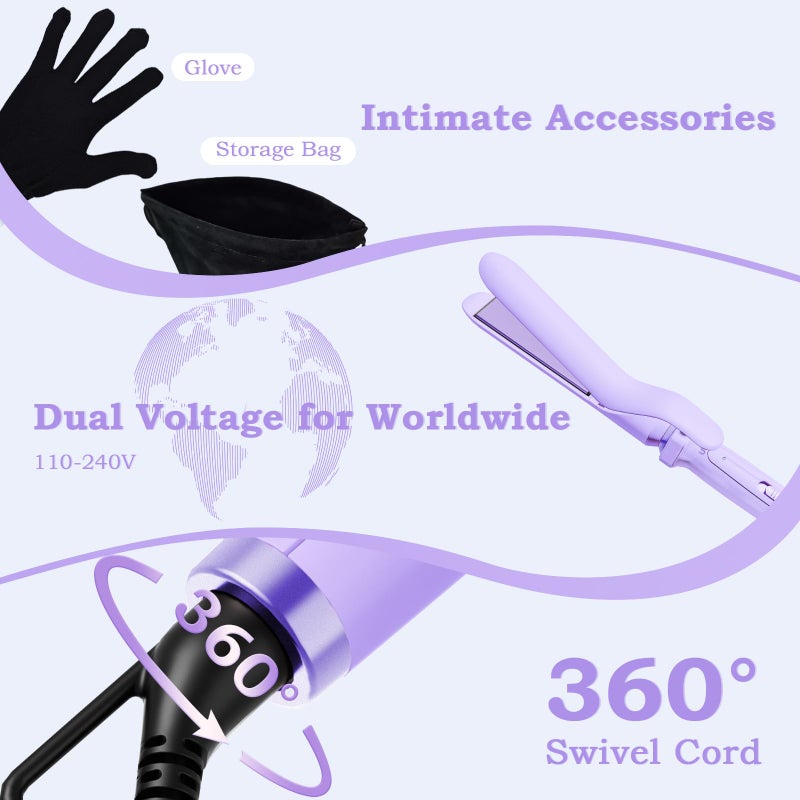 UFREE Birthday Gifts for Women, Ufree 5 in 1 Curling Iron with Interchangeable Ceramic Barrels (0.35"-1.25"), Curling Wand Set with Flat Iron Hair Straightener, Instant Heat Up, Dual Voltage Hair Curler - Image 5