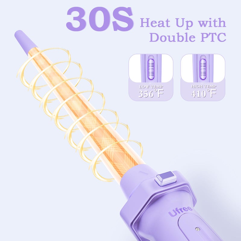 UFREE Birthday Gifts for Women, Ufree 5 in 1 Curling Iron with Interchangeable Ceramic Barrels (0.35"-1.25"), Curling Wand Set with Flat Iron Hair Straightener, Instant Heat Up, Dual Voltage Hair Curler - Image 3