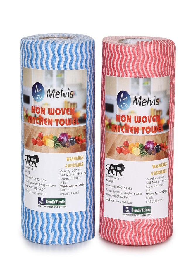 MELVIS EcoWipe: Pack of 2 Rolls, 80 Pulls Each - Reusable Non-Woven Kitchen Towels - Sustainable Cleaning Solution for Spills, Dishes, and Surfaces - Reduce Waste & Enhance Kitchen Hygiene - Image 1