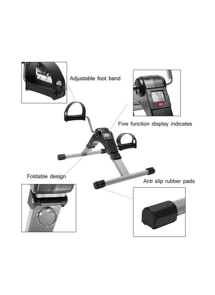 ELTRAZONE Portable Pedal Exerciser – Arm & Leg Exercise Peddler Machine, Low Impact Desk Cycle for Fitness, Ideal for Seniors & Elderly – Folding Exercise Bike for Home or Office, Compact, Silver Color  - Image 4