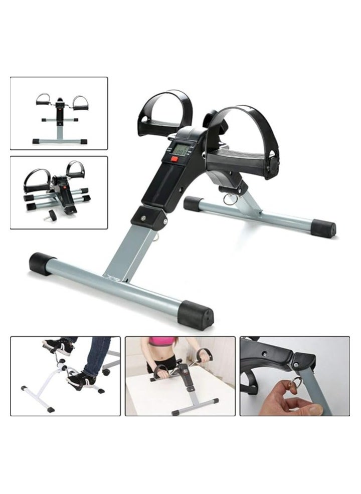 ELTRAZONE Portable Pedal Exerciser – Arm & Leg Exercise Peddler Machine, Low Impact Desk Cycle for Fitness, Ideal for Seniors & Elderly – Folding Exercise Bike for Home or Office, Compact, Silver Color  - Image 1