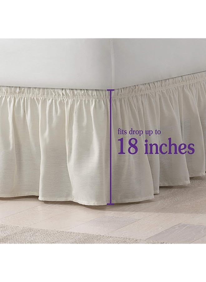 erorex Solid Elastic Wrap Around Bed Skirt Easy On Off Dust Ruffle 18 Inch Drop Twin Full White  - Image 5