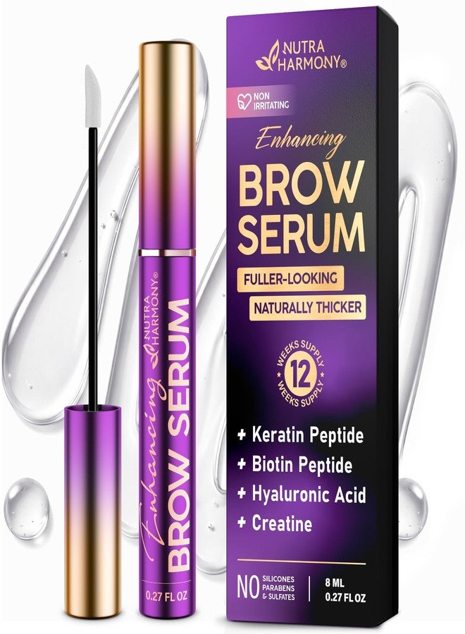 NUTRAHARMONY Eyebrow Growth Serum – Peptide Brow Serum for Fuller, Thicker Looking Brows – Biotin & Hyaluronic Acid Conditioning Formula for Sparse, Thin & Patchy Brows, Lightweight Advanced Brow Care, 0.27 fl oz - Image 1
