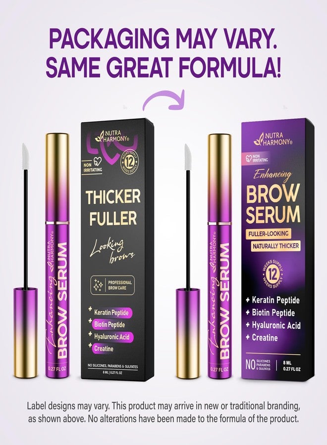 NUTRAHARMONY Eyebrow Growth Serum – Peptide Brow Serum for Fuller, Thicker Looking Brows – Biotin & Hyaluronic Acid Conditioning Formula for Sparse, Thin & Patchy Brows, Lightweight Advanced Brow Care, 0.27 fl oz - Image 5