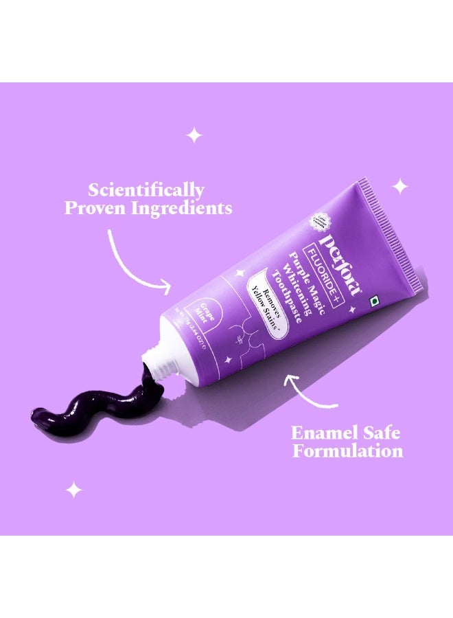 Perfora Purple Whitening Toothpaste-150g (75g X 2) | v34 Colour Corrector For Teeth | Purple Toothpaste For Teeth Whitening | Teeth Stain Remover | Enamel Safe & Effective Teeth Whitener Oral care | Grape Mint - Image 4