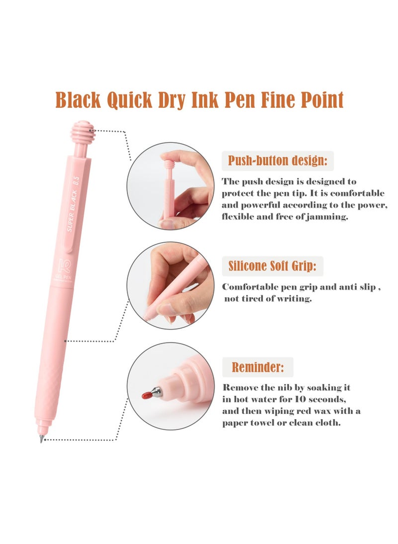 SYOSI 10Pcs Retractable Gel Pens, Black Ink Fine Point 0.5mm CS Tip, Quick Dry No Smear & Smudge, Pen Smooth Writing Comfortable to Use for School Supplies Journaling Sketching  Marking Stationery (Morandi) - Image 2