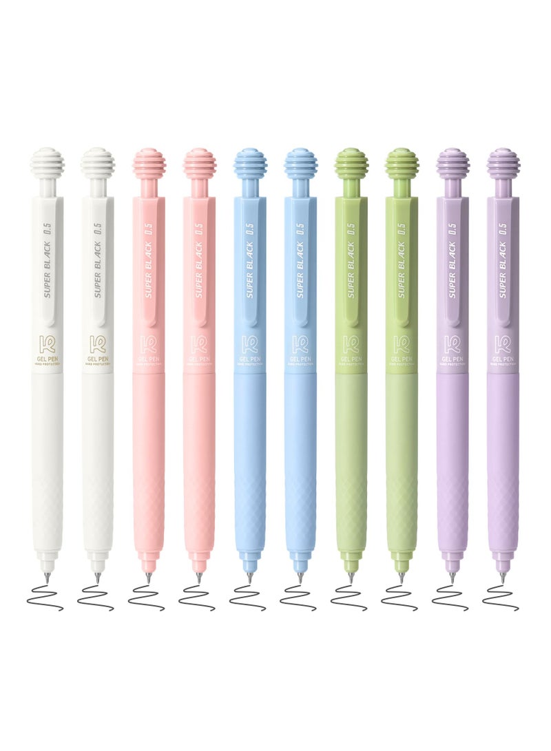 SYOSI 10Pcs Retractable Gel Pens, Black Ink Fine Point 0.5mm CS Tip, Quick Dry No Smear & Smudge, Pen Smooth Writing Comfortable to Use for School Supplies Journaling Sketching  Marking Stationery (Morandi) - Image 1