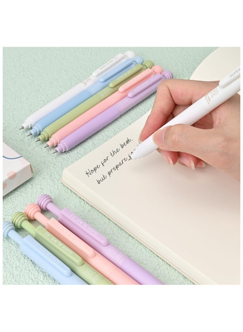 SYOSI 10Pcs Retractable Gel Pens, Black Ink Fine Point 0.5mm CS Tip, Quick Dry No Smear & Smudge, Pen Smooth Writing Comfortable to Use for School Supplies Journaling Sketching  Marking Stationery (Morandi) - Image 4