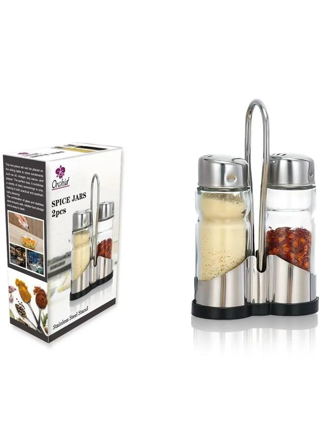 Orchid Glass 2-Pieces Spice Jar Set