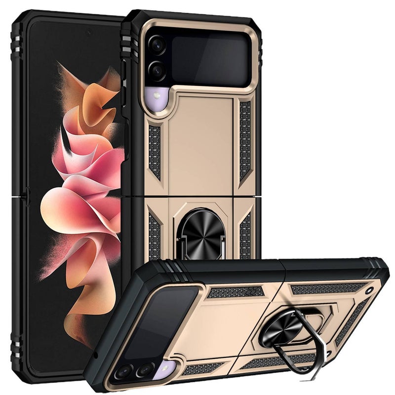 غطاء واقي بTPU + PC، باللون الذهبي حماية من السقوط، Gold، مقاوم للصدمات لـ Samsung Galaxy Z Fold 4 من مادة TPU للطاولة للمكتب المنزلي - Image 1