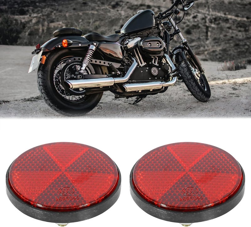 F FIERCE CYCLE Pair M6x1.0 Red Plastic Universal Screw Mount Reflective Warning Reflector for Motorcycle Bike - Image 2