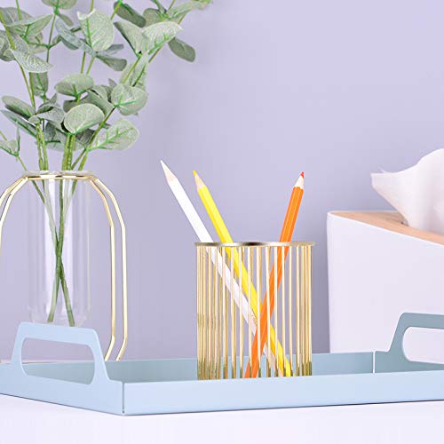 HSYMQ Gold Metal Pen Holder for Desk, Makeup Brushes Cup, Pencil Holders, Office&Home Organizer - Image 5