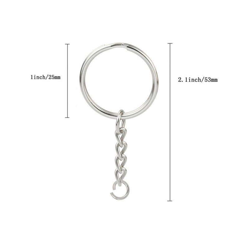 KINGFOREST 50-Piece Split Key Ring Kit with Chains & Jump Rings - 1 Inch Silver Nickel Bulk Jewelry Making Supplies for DIY Keychains, Charms, Crafts - Image 2
