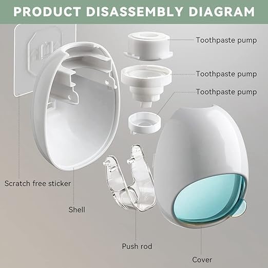 CLOUDTAB Automatic Toothpaste Dispenser Wall-Mounted & Organizer Hands-Free Toothpaste Squeezer for Kids & Adults, Waterproof Bathroom Accessory with Cute Q-Shape Design [Multicolor] - Image 2