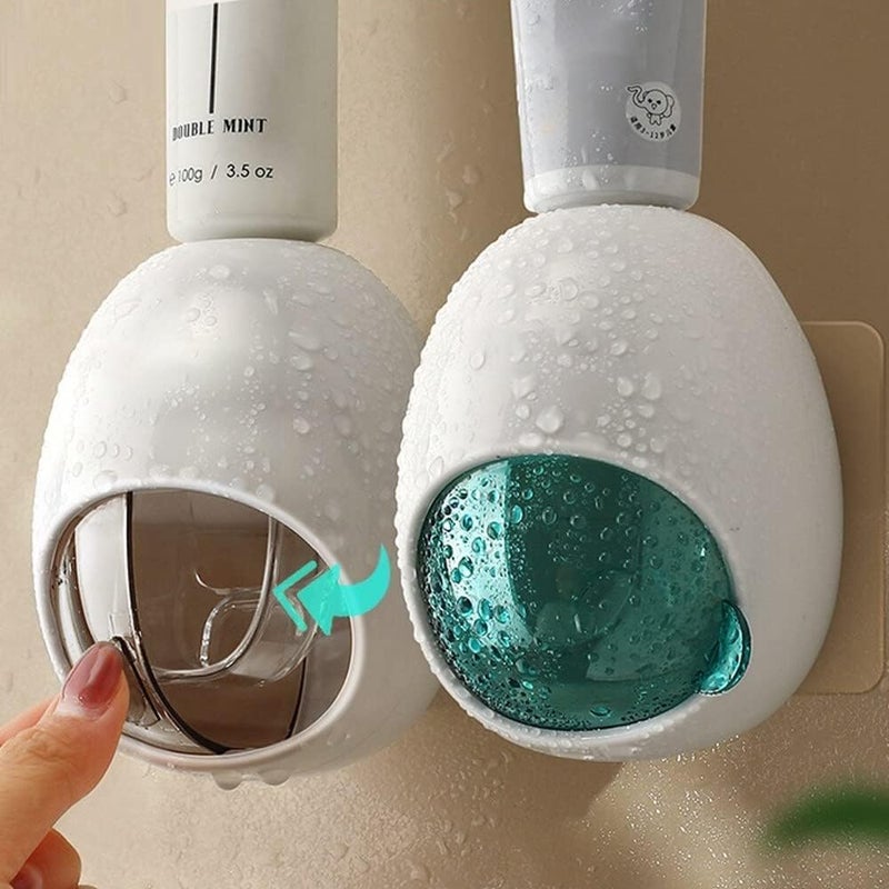 CLOUDTAB Automatic Toothpaste Dispenser Wall-Mounted & Organizer Hands-Free Toothpaste Squeezer for Kids & Adults, Waterproof Bathroom Accessory with Cute Q-Shape Design [Multicolor] - Image 3