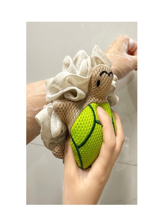 Ralcosuss Cute Unicorn Kids Bath Loofahs Balls for Baby Girls Boys Mesh Shower Ball Pouf Exfoliating Bath Sponge Body Cleaner Bath Accessories (Green Tortoise) - Image 3