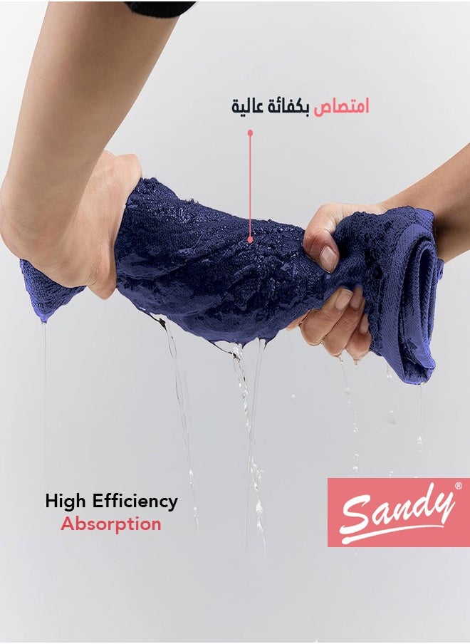 ساندي منشفة حمام ساندي بجودة الفنادق قطن 100% صنعت في مصر، ناعمة وسريعة الجفاف وعالية الامتصاص (70 × 140 سم) - كحلي  - Image 4