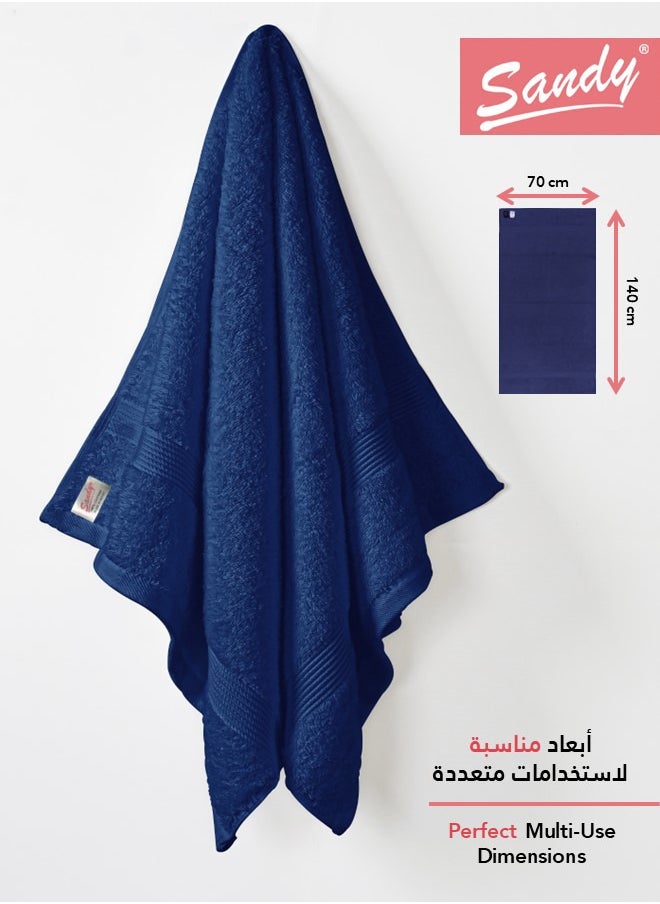 Sandy Bath Towel Premium Hotel Quality 100% Cotton Made in Egypt, Soft Quick Drying and Highly Absorbent (70x140 cm) - Dark Blue