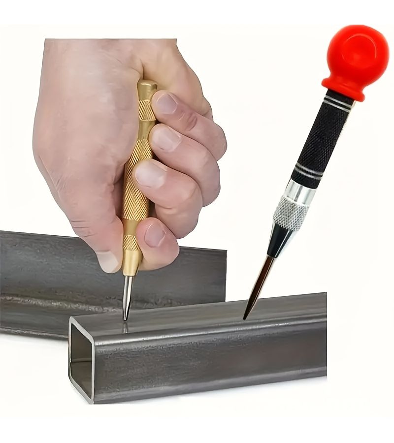 Red Large Handle Center Punch 1 Set 5PC With 4 Spare Tips Automatic Spring Locator - Image 3