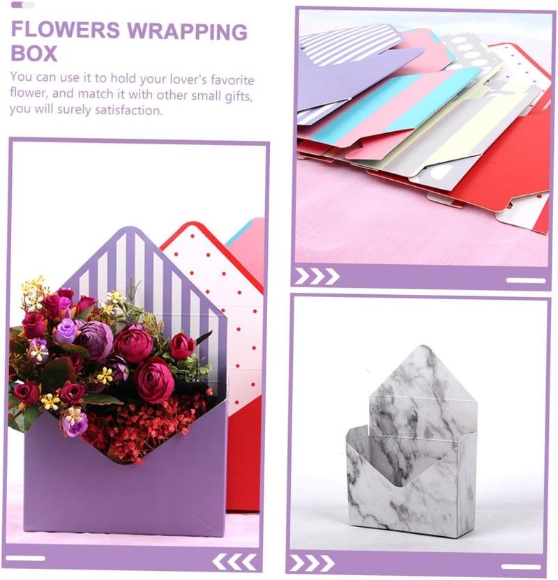 VICASKY 10pcs Folding Flower Envelope Boxes Floral Packing Material Festival Wrapping Holder Paper Boxes for Bouquet Arrangements and Candy Packaging Style - Image 5