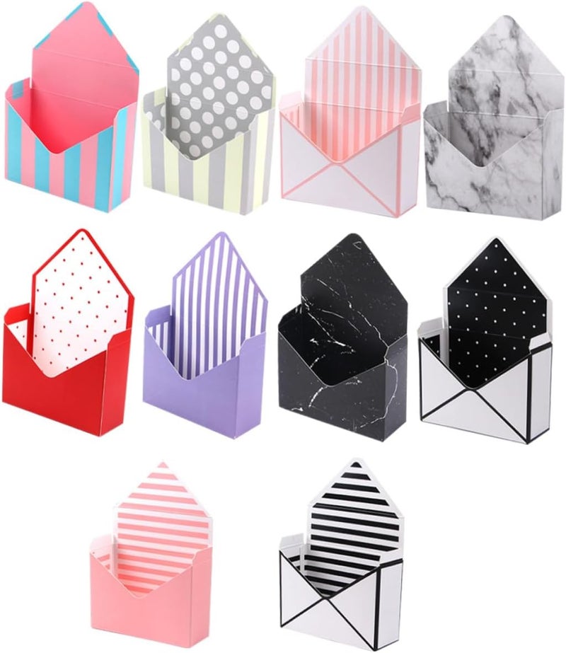 VICASKY 10pcs Folding Flower Envelope Boxes Floral Packing Material Festival Wrapping Holder Paper Boxes for Bouquet Arrangements and Candy Packaging Style - Image 1
