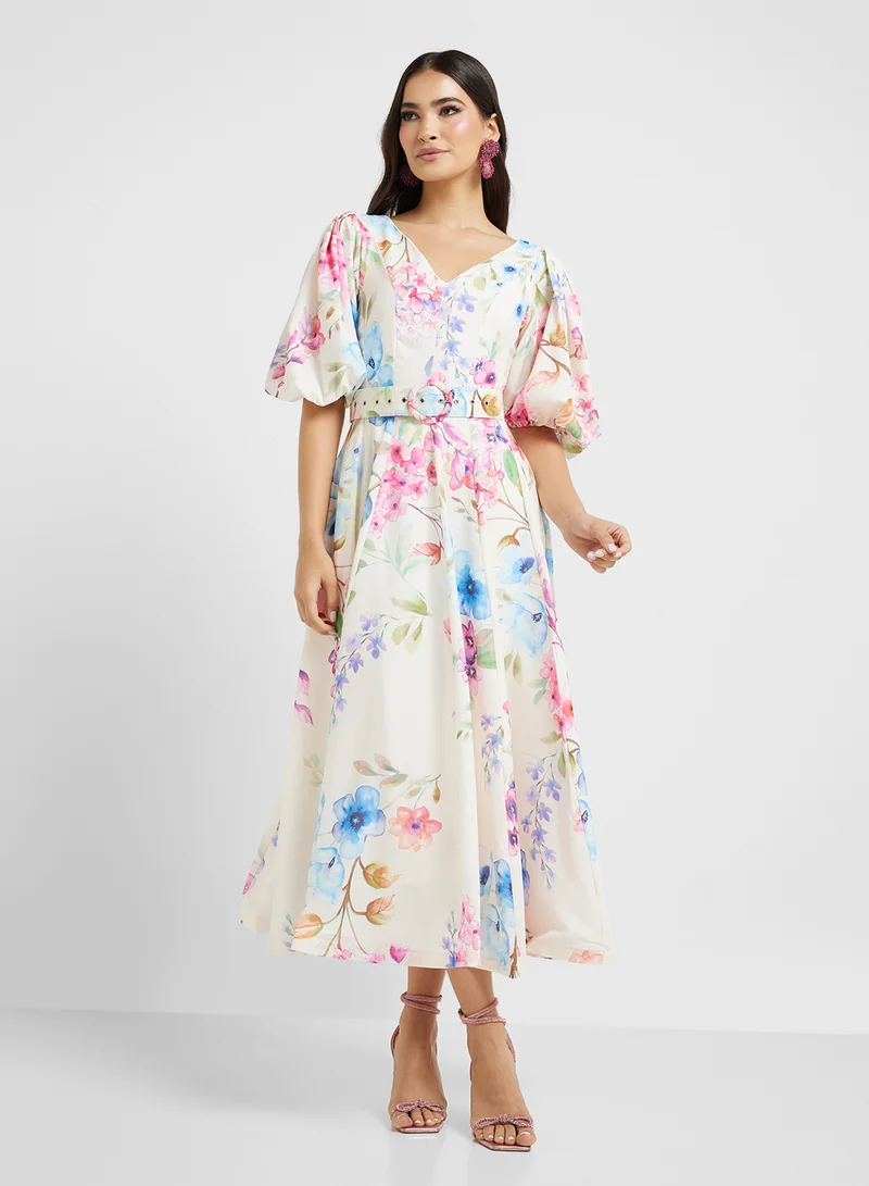 ELLA Floral Print Midi Dress