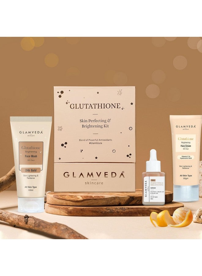 Glamveda جلومفيدا جلوتاثيون لتفتيح البشرة وإزالة البقع الداكنة 3 خطوات روتين العناية بالبشرة (غسول وجه + كريم + سيروم للوجه) - Image 3