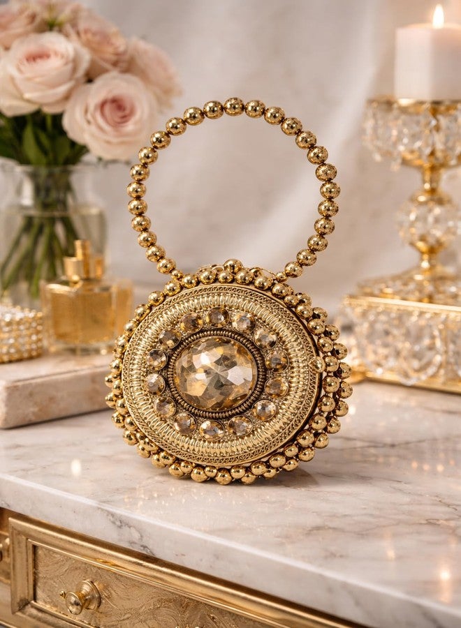 OMID Gold Beaded Medallion Coin Bag - Image 3