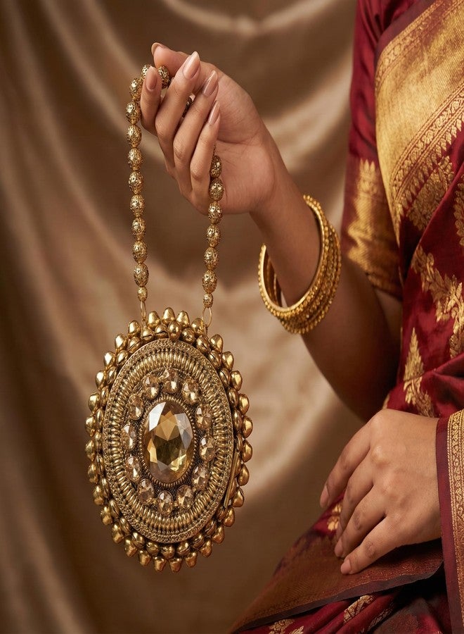 OMID Gold Beaded Medallion Coin Bag - Image 4