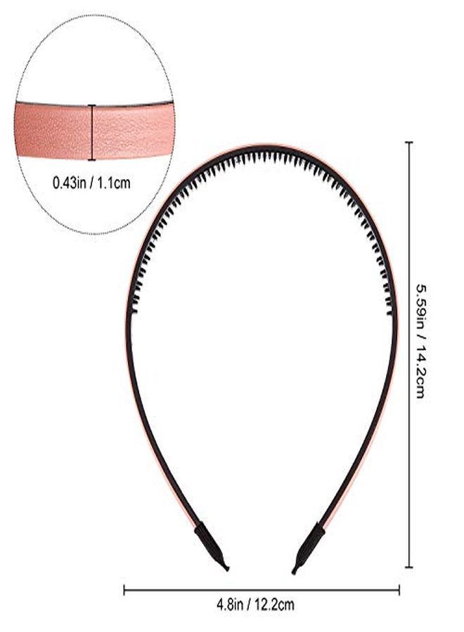 WILLBOND 6 Pieces Skinny Leather Covered Headband Plastic Simple Headbands For Women Girls Hairbands Hair Hoop Solid Color Headband (Matte Pink, Wine Red, Navy Blue, Coffee, Black And Grey, 1.1 Cm) - Image 5
